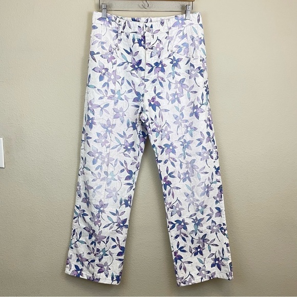 Isabel Marant Floral High Rise‎ Straight Leg Jeans Ecru Size 42/10 - Picture 3 of 13